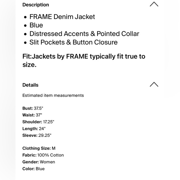 FRAME Blue Denim Jacket. Puffed shoulder. Super cute! - Picture 6 of 6